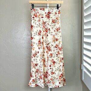 Lost + Wander Floral Midi Skirt - Cream and Red